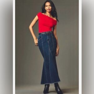 Anthropologie Denim Maxi Skirt